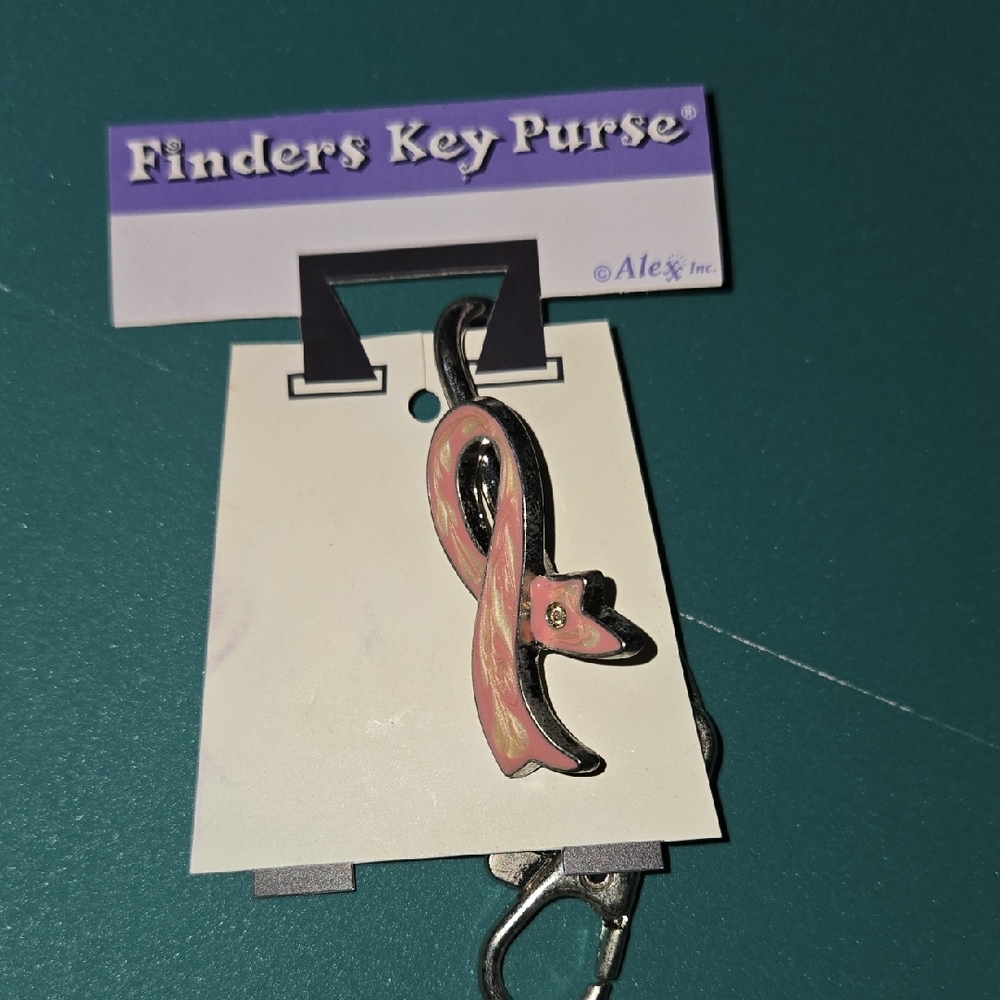 Finders Key Purse Pink Ribbon Keychain
